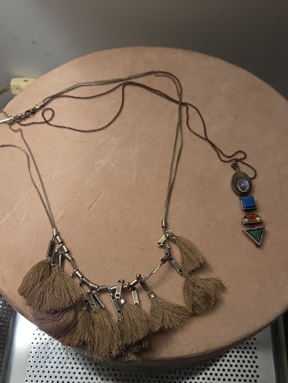 Boho Tassel Pendant Necklace in Tan